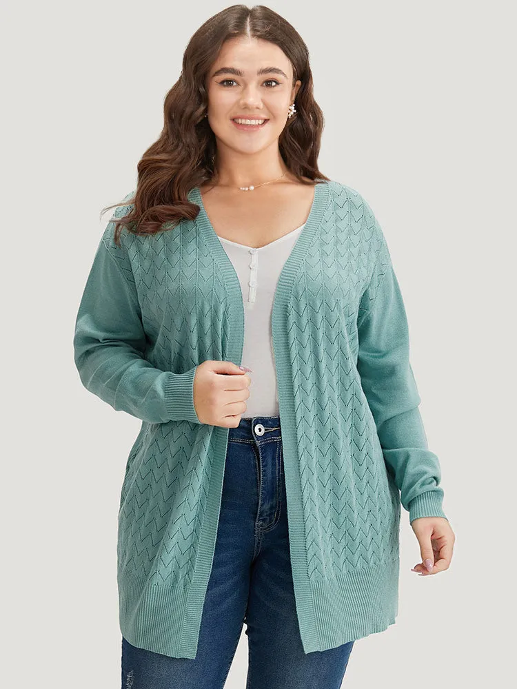 Supersoft Essentials Geometric Eyelet Open Front Cardigan sold by Bloomchic product image thumbnail 3