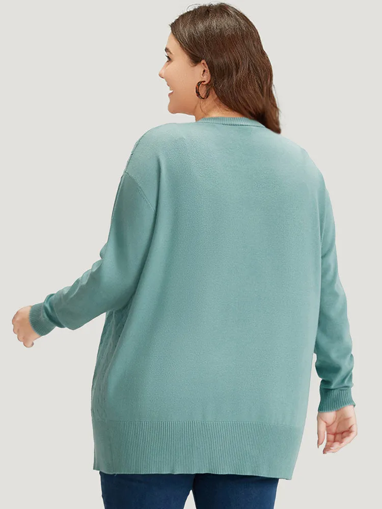 Supersoft Essentials Geometric Eyelet Open Front Cardigan sold by Bloomchic product image thumbnail 2