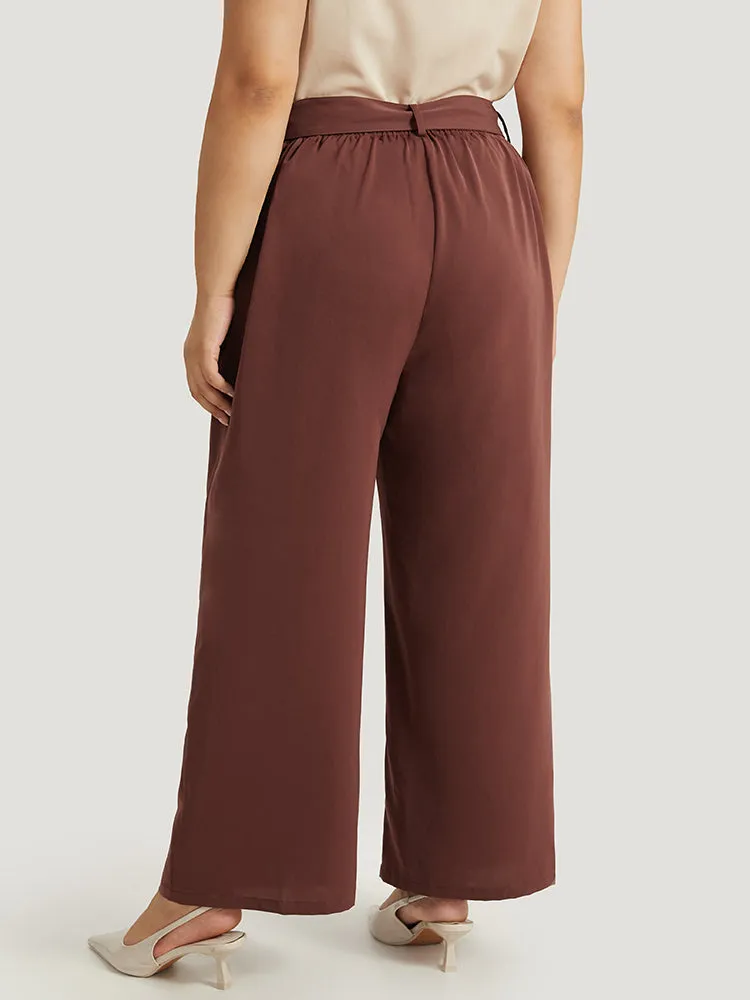 Anti-Wrinkle Belted Buckle Detail Woven Pants sold by Bloomchic product image thumbnail 4