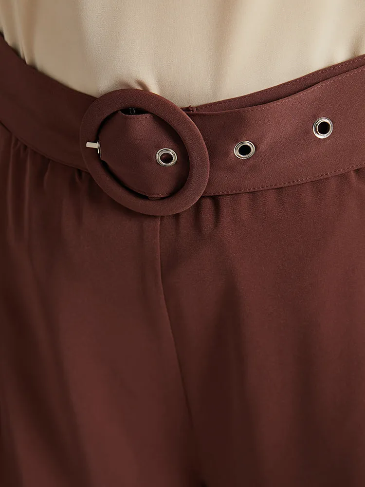 Anti-Wrinkle Belted Buckle Detail Woven Pants sold by Bloomchic product image thumbnail 5