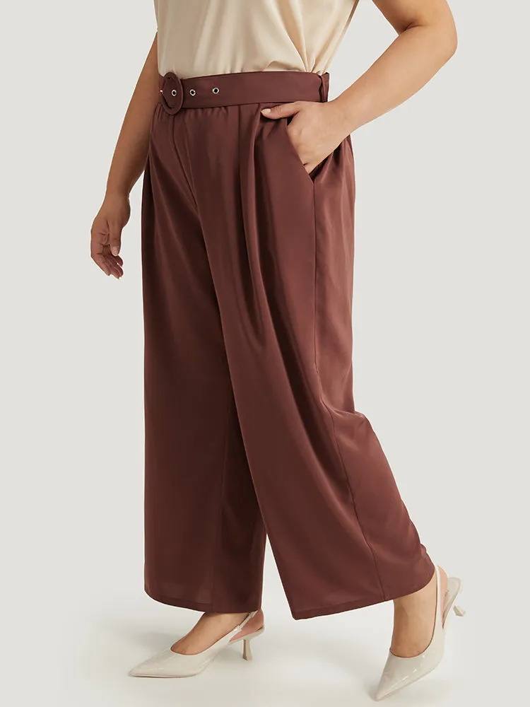 Anti-Wrinkle Belted Buckle Detail Woven Pants sold by Bloomchic product image thumbnail 3