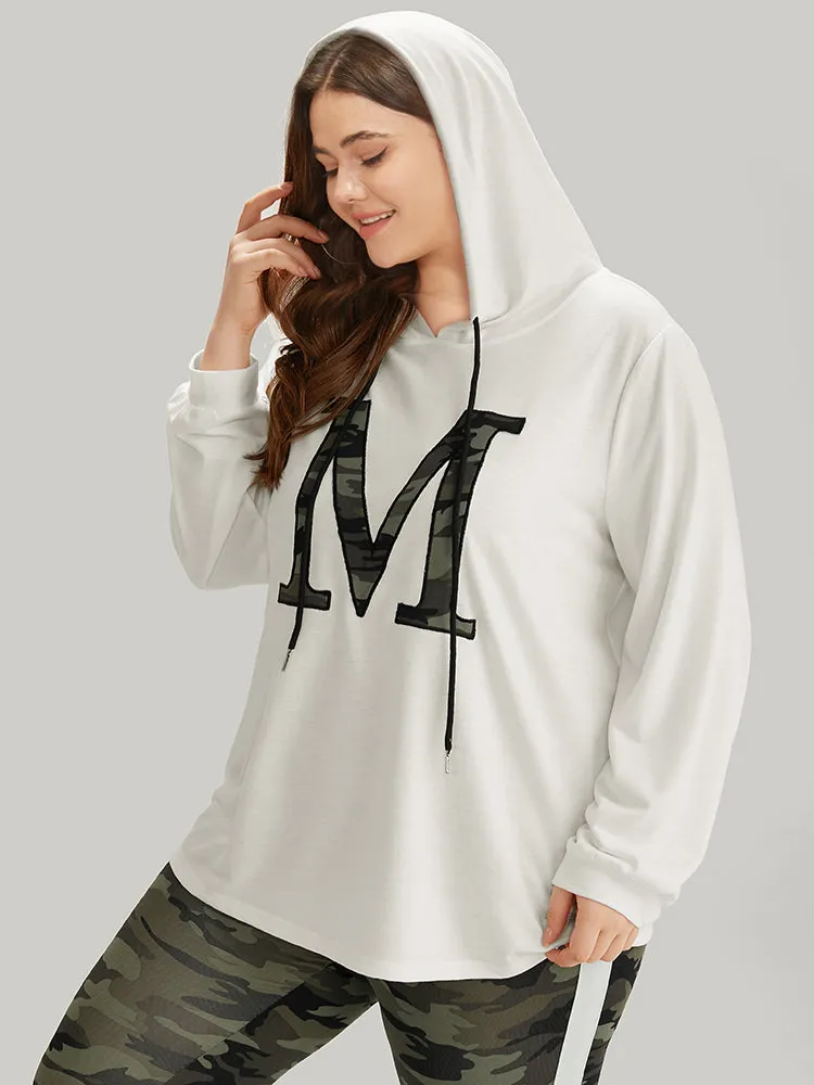 Letter Camo Hooded Drawstring T-shirt sold by Bloomchic product image thumbnail 4
