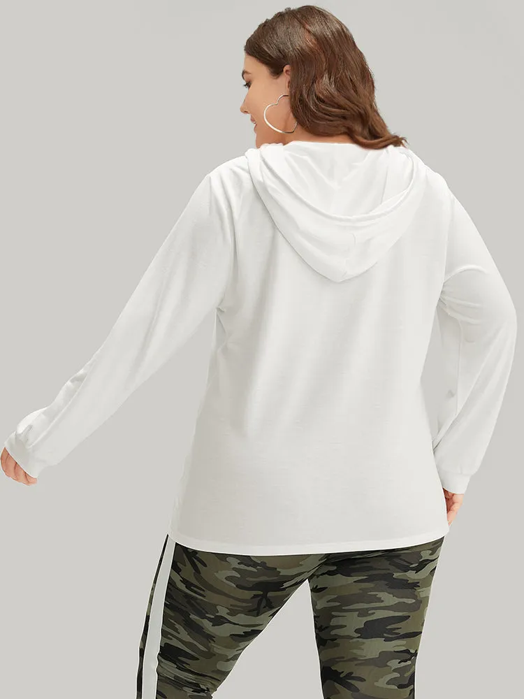 Letter Camo Hooded Drawstring T-shirt sold by Bloomchic product image thumbnail 5
