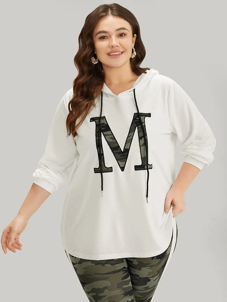 Letter Camo Hooded Drawstring T-shirt sold by Bloomchic product image thumbnail 2