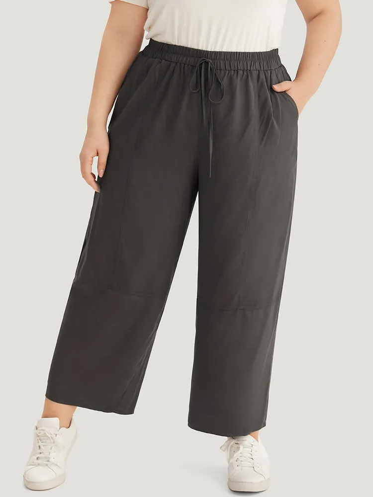 Plain Elastic Waist Ties Pocket Pants sold by Bloomchic