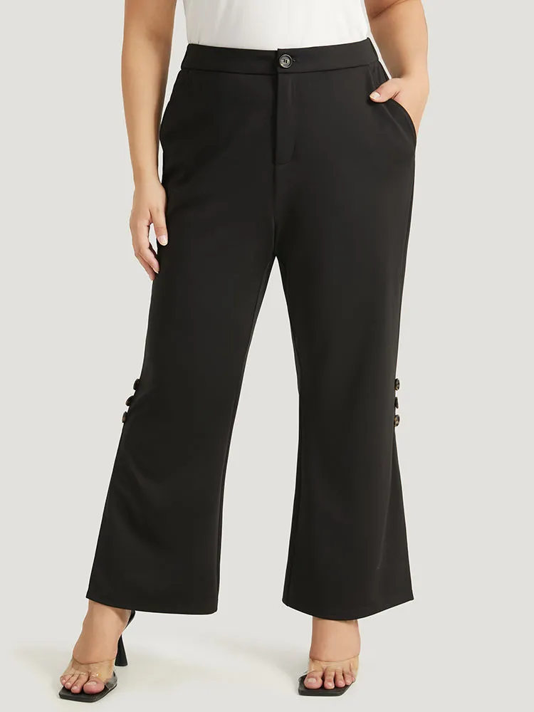 Plain Button Detail Elastic Waist Mesh Patchwork Pants sold by Bloomchic product image thumbnail 3