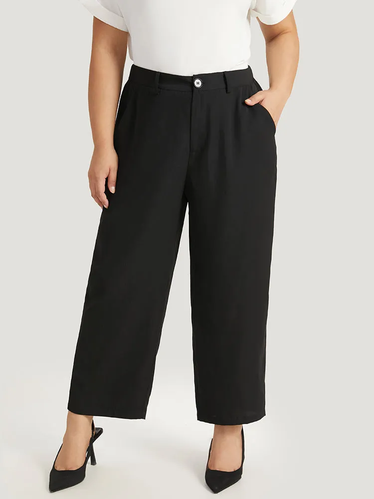Plain Pocket Elastic Waist High Rise Pants sold by Bloomchic