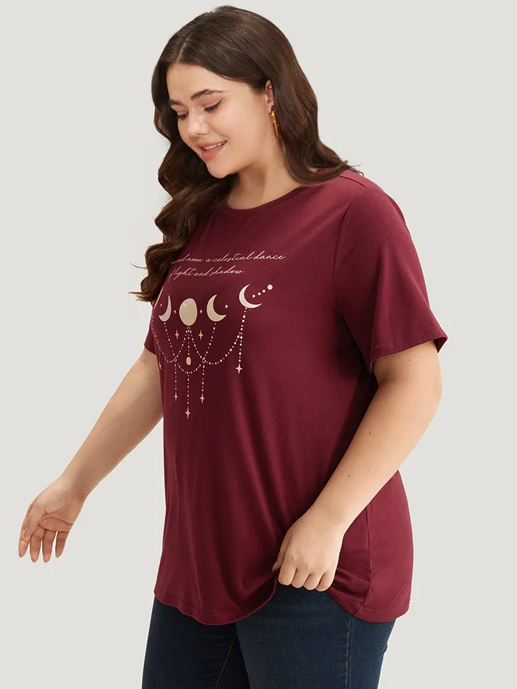 Moon & Star Print Round Neck T-shirt sold by Bloomchic product image thumbnail 3