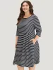 Striped Crew Neck Pocket Twist Back Dress sold by Bloomchic