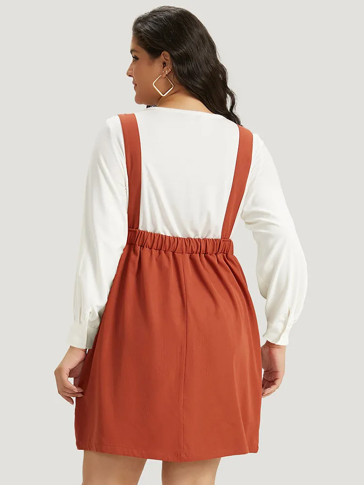 Plain Button Up Pocket Suspender Skirt sold by Bloomchic product image thumbnail 5