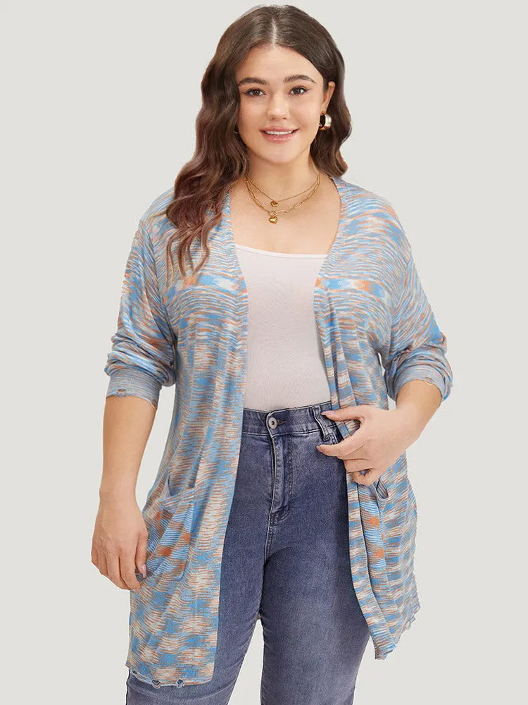 Ombre Pocket Open Front Ripped Hem Cardigan sold by Bloomchic product image thumbnail 3