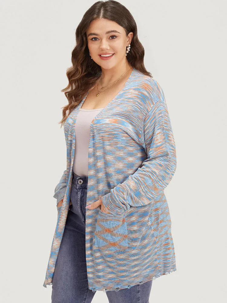 Ombre Pocket Open Front Ripped Hem Cardigan sold by Bloomchic product image thumbnail 4