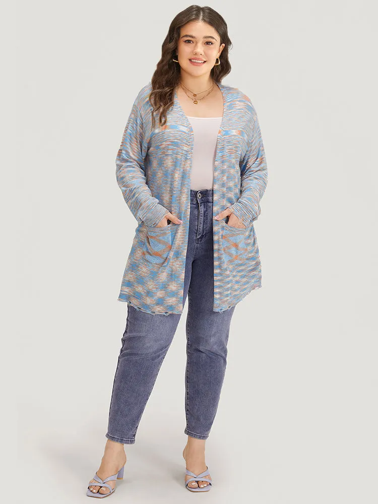 Ombre Pocket Open Front Ripped Hem Cardigan sold by Bloomchic product image thumbnail 5