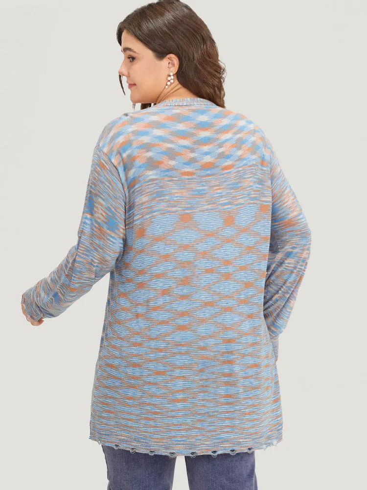 Ombre Pocket Open Front Ripped Hem Cardigan sold by Bloomchic product image thumbnail 2