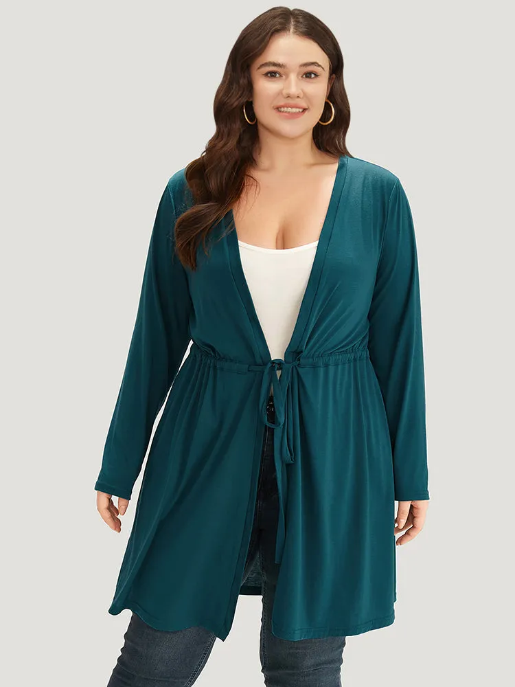 Plain Drawstring Knot Open Front Coat sold by Bloomchic product image thumbnail 3