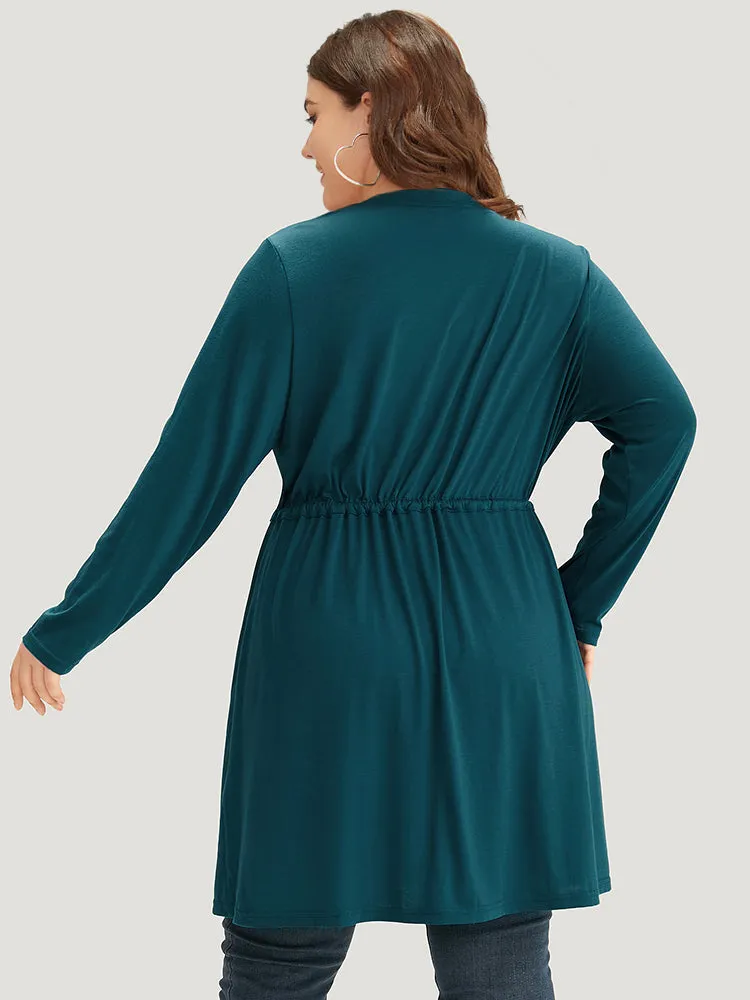 Plain Drawstring Knot Open Front Coat sold by Bloomchic product image thumbnail 5