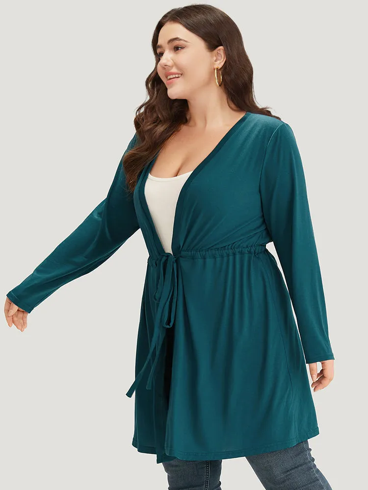 Plain Drawstring Knot Open Front Coat sold by Bloomchic product image thumbnail 2