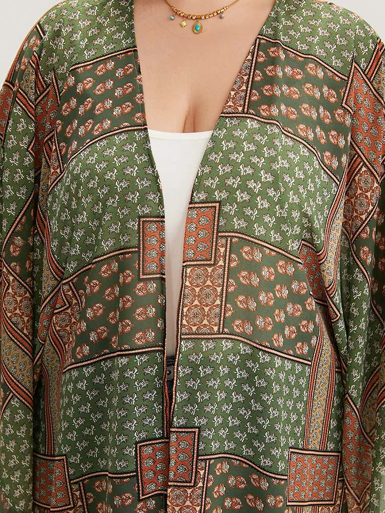 Bandana Print Tassels Trim Asymmetrical Hem Kimono sold by Bloomchic product image thumbnail 5