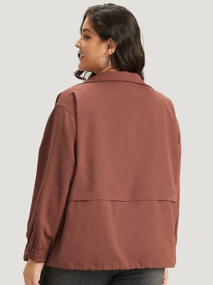 Halloween Plain Flap Pocket Shirred Drawstring Zipper Fly Jacket sold by Bloomchic product image thumbnail 2