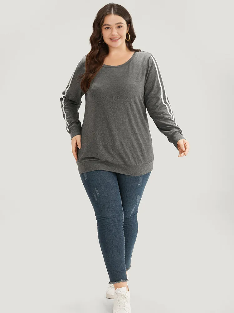Contrast Trim Crew Neck Sweatshirt sold by Bloomchic product image thumbnail 4