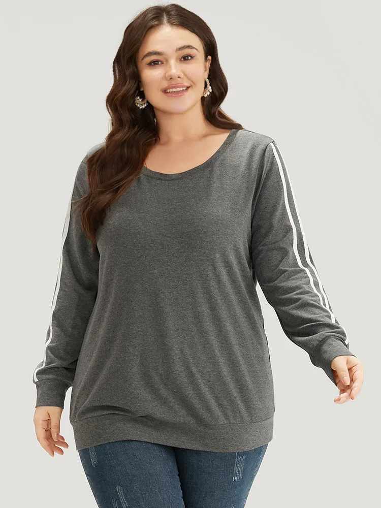 Contrast Trim Crew Neck Sweatshirt sold by Bloomchic