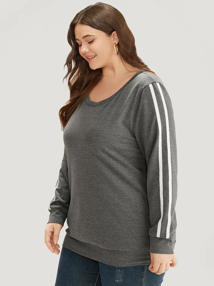 Contrast Trim Crew Neck Sweatshirt sold by Bloomchic product image thumbnail 5