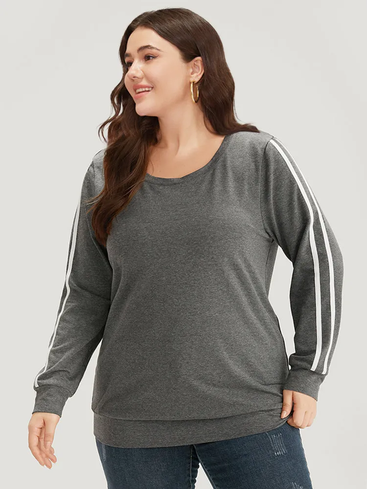 Contrast Trim Crew Neck Sweatshirt sold by Bloomchic product image thumbnail 3