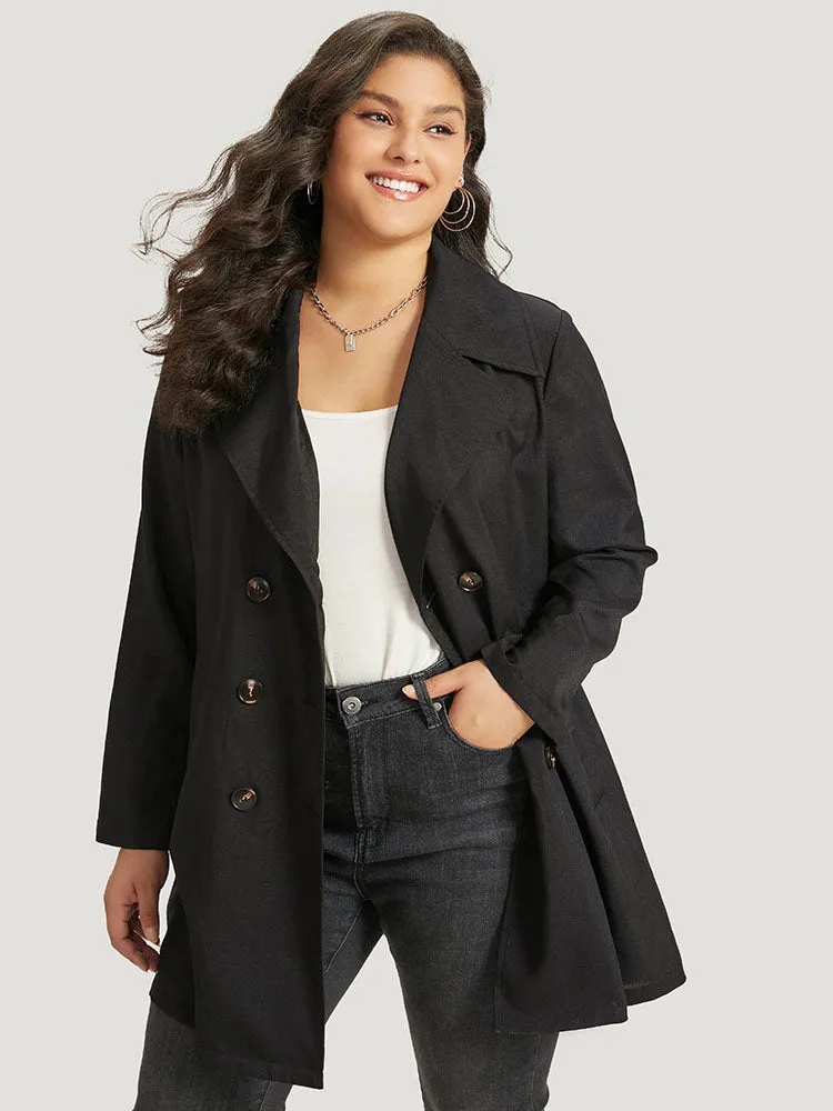 Halloween Solid Lapel Collar Double Breasted Pocket Coat sold by Bloomchic