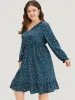 Polka Dot Overlap Collar Flutter Trim Dress sold by Bloomchic