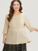 Plain Lace Patchwork Ruffles Woven Top sold by Bloomchic
