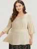 Plain Lace Patchwork Ruffles Woven Top sold by Bloomchic