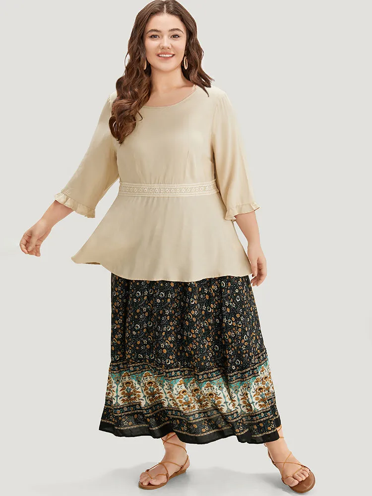 Plain Lace Patchwork Ruffles Woven Top sold by Bloomchic product image thumbnail 2