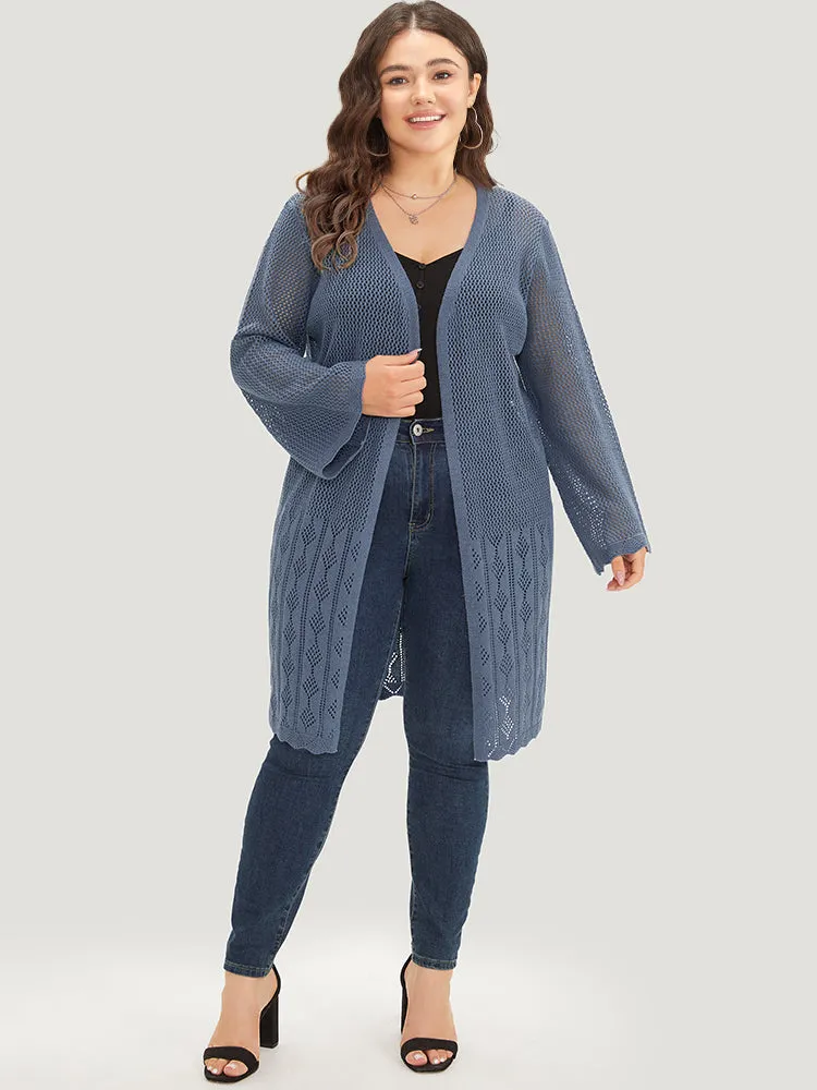 Solid Geometric Eyelet Open Front Cardigan sold by Bloomchic product image thumbnail 5