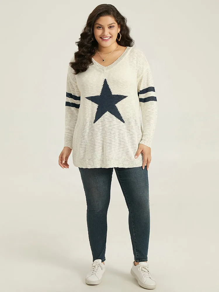 Star & Striped Print Drop Shoulder Pullover sold by Bloomchic product image thumbnail 4