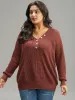Plain Plisse Button Detail Drop Shoulder Pullover sold by Bloomchic