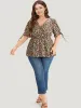 Ditsy Floral Wrap Ties Gathered Ruffle Hem Blouse sold by Bloomchic