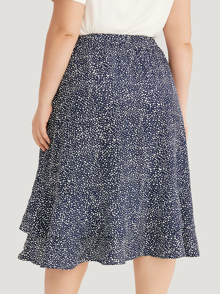 Allover Print Pocket Ruffle Layered Hem Skirt sold by Bloomchic product image thumbnail 5