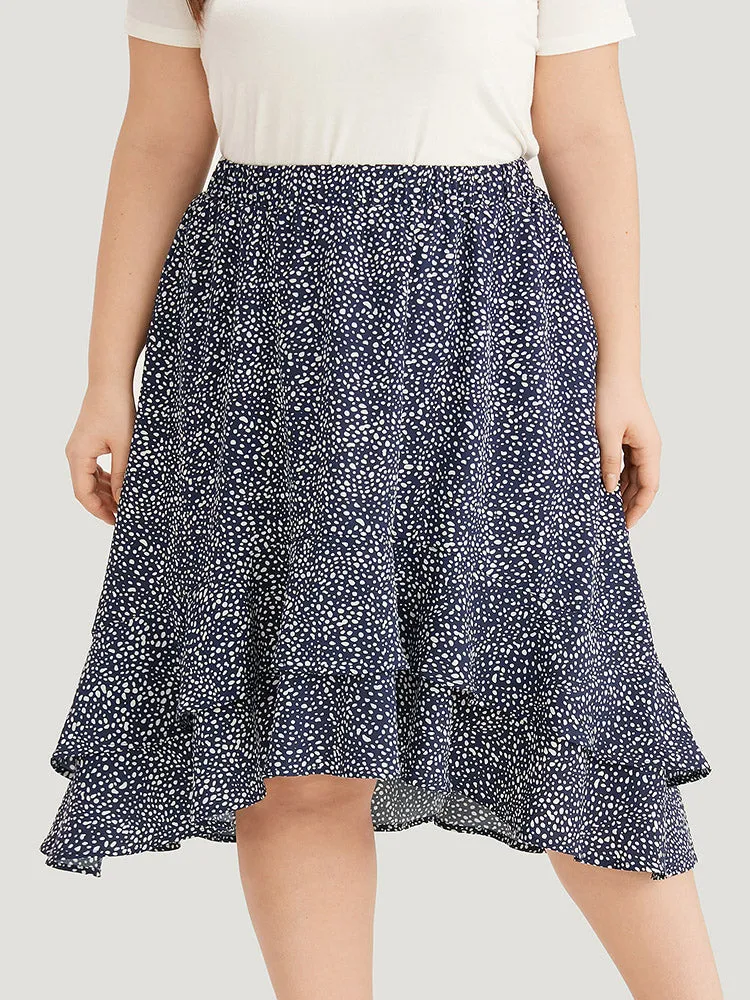 Allover Print Pocket Ruffle Layered Hem Skirt sold by Bloomchic product image thumbnail 2
