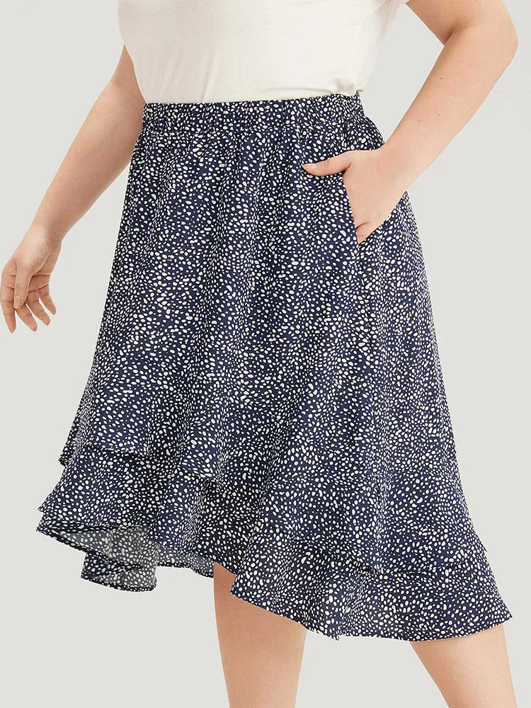 Allover Print Pocket Ruffle Layered Hem Skirt sold by Bloomchic product image thumbnail 3