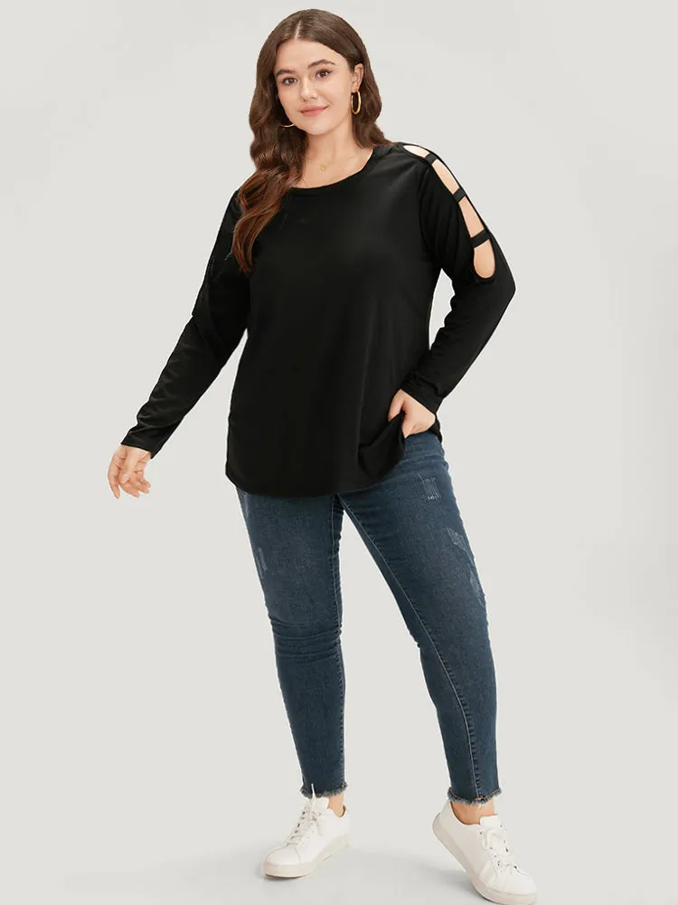 Plain Round Neck Cut Out T-shirt sold by Bloomchic product image thumbnail 4