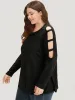 Plain Round Neck Cut Out T-shirt sold by Bloomchic