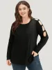 Plain Round Neck Cut Out T-shirt sold by Bloomchic