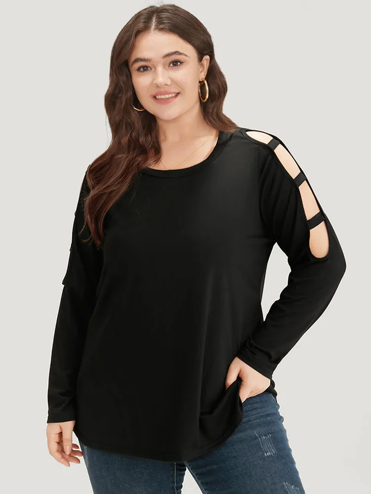 Plain Round Neck Cut Out T-shirt sold by Bloomchic product image thumbnail 2
