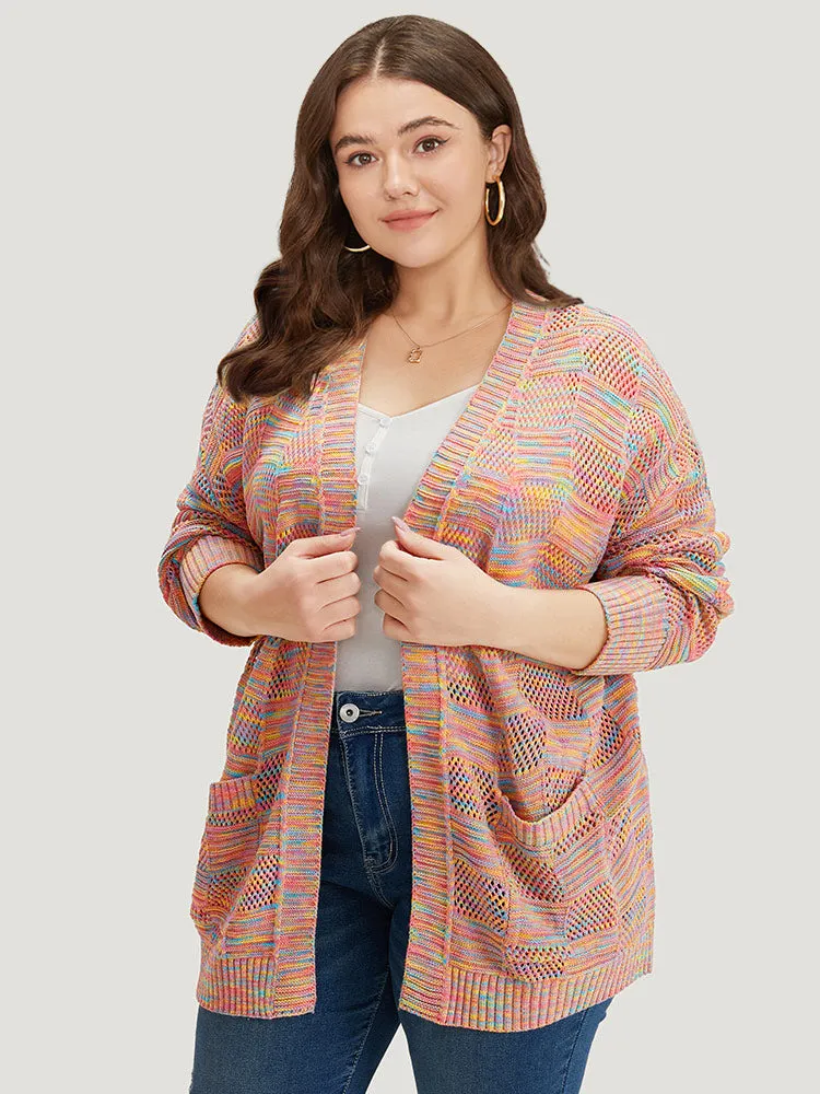 Rainbow Print Patched Pocket Open Front Cardigan sold by Bloomchic product image thumbnail 3