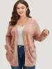 Rainbow Print Patched Pocket Open Front Cardigan sold by Bloomchic