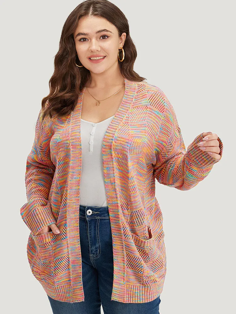 Rainbow Print Patched Pocket Open Front Cardigan sold by Bloomchic product image thumbnail 4