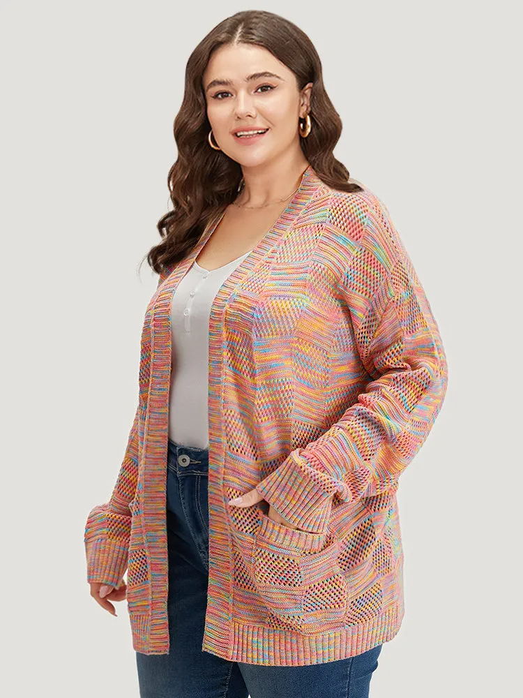 Rainbow Print Patched Pocket Open Front Cardigan sold by Bloomchic product image thumbnail 5