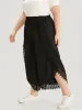 Solid Guipure Lace Wrap Hem Pants sold by Bloomchic