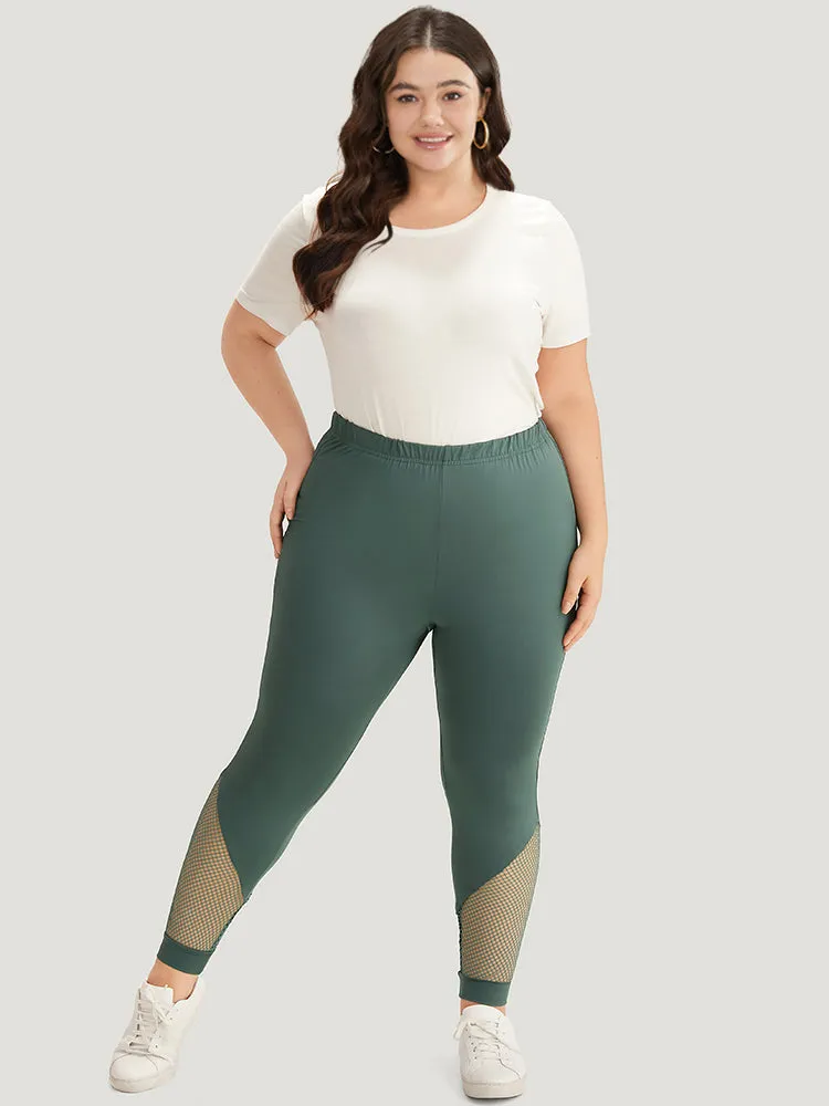 Solid Patchwork Cut Out Elastic Waist Leggings sold by Bloomchic product image thumbnail 4