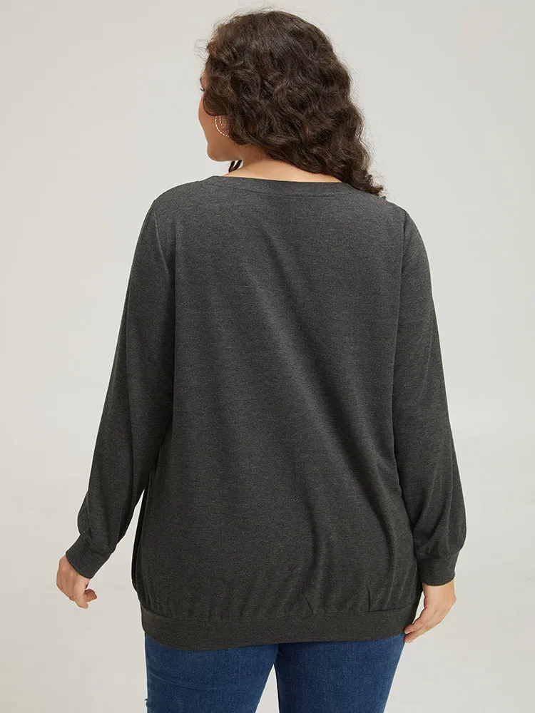 Moon and Star Print Crew Neck Elastic Cuffs Sweatshirt sold by Bloomchic product image thumbnail 2